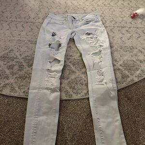 Distressed Low Rise Light Blue Women's Jeans
